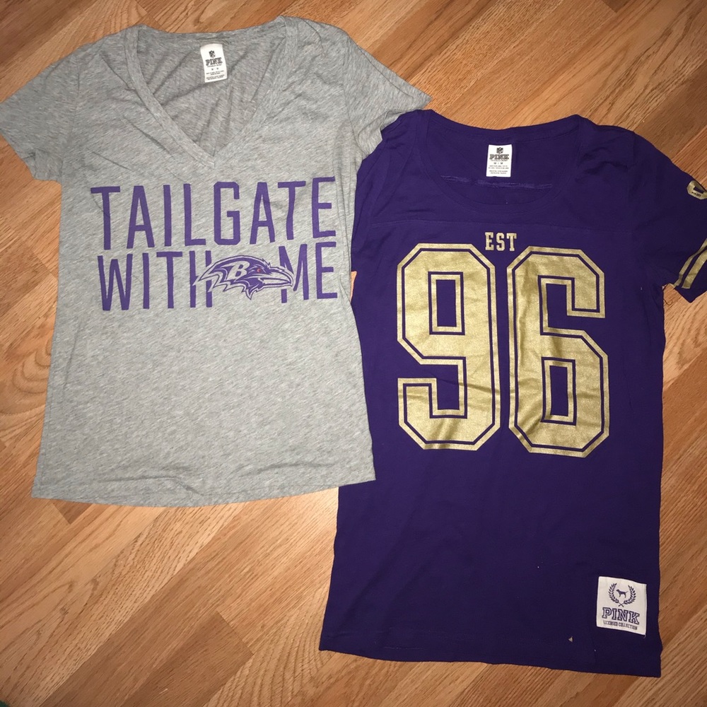 2 Baltimore Ravens PINK shirts